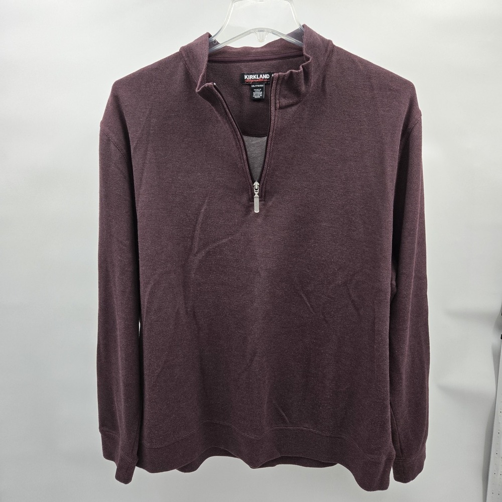 Kirkland Signature Men's Burgundy Quarter Zip Long Sleeves Size XXL